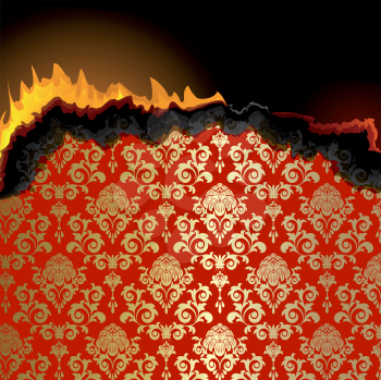 Royalty Free Clipart Image of a Piece of Burning Wallpaper