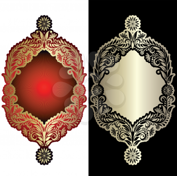 Royalty Free Clipart Image of Red and Gold Frames