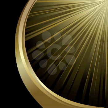 Royalty Free Clipart Image of a Black and Green Background With a Gold Band