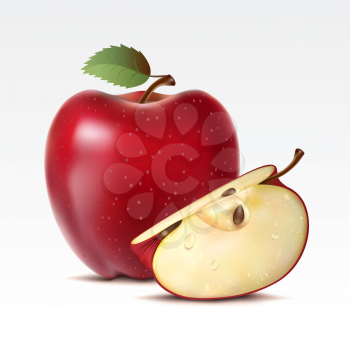 Royalty Free Clipart Image of an Apple and a Half