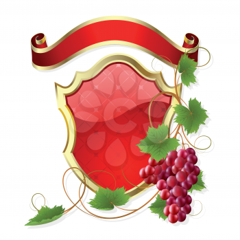 Royalty Free Clipart Image of a Label and Grapevine