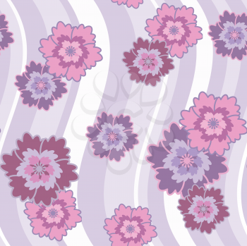 Royalty Free Clipart Image of a Floral Striped Retro Background