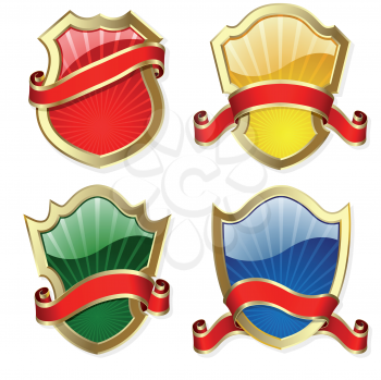 Royalty Free Clipart Image of Four Badges
