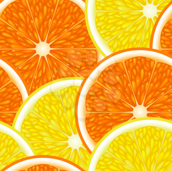 Royalty Free Clipart Image of a Background of Orange and Lemon Slices