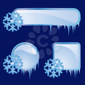 Royalty Free Clipart Image of a Set of Three Snowflake Frames