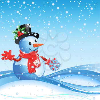 Royalty Free Clipart Image of a Snowman Landscape