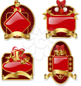 Royalty Free Clipart Image of Four Christmas Labels