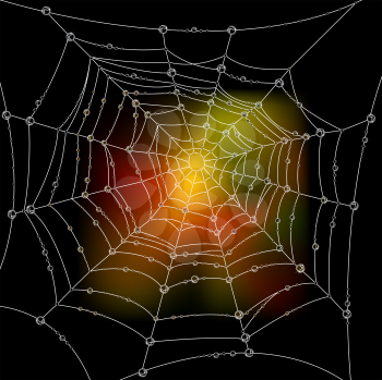 Royalty Free Clipart Image of Autumn Colours Behind a Spiderweb