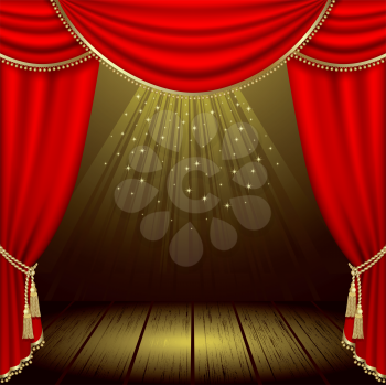 Royalty Free Clipart Image of a Theatre Stage Curtain