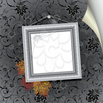 Royalty Free Clipart Image of a Silver Frame on a Wall