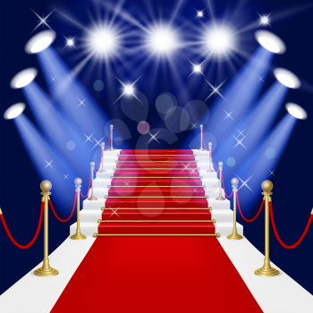 Red carpet with spotlight. Mesh.This file contains transparency.EPS10. Clipping Mask. 