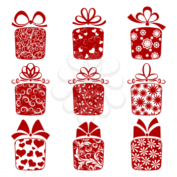 A collection of gift boxes on a white background