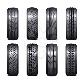 Royalty Free Clipart Image of a Collection of Tires
