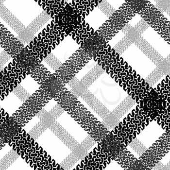 Royalty Free Clipart Image of a Gingham Tire Track Pattern