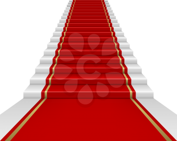 Red carpet with ladder. Clipping Mask. Mesh.