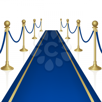 Blue carpet with guard. Clipping Mask. Mesh.