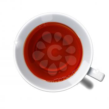 Top view on  cup with  tea on a white background. Mesh. Isolated.  This file contains transparency.