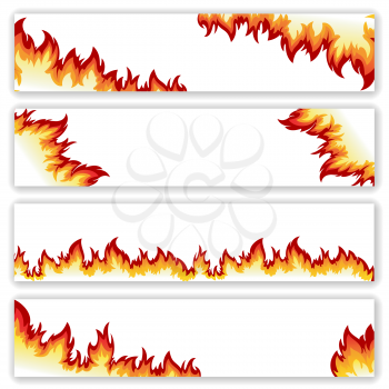 Set of  banners  flame of different shapes on a white background.Clipping Mask. 