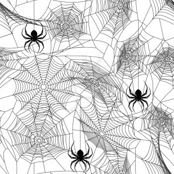 Halloween black seamless  with web and spider