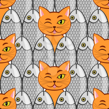 Seamless with fish and  cats(can be repeated and scaled in any size)