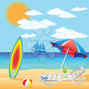 Royalty Free Clipart Image of a Beach Scene