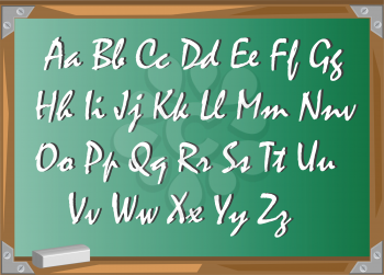 Royalty Free Clipart Image of a Chalkboard with an Alphabet