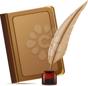 Royalty Free Clipart Image of aBook and Quill