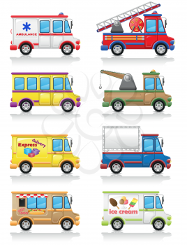 Royalty Free Clipart Image of a Group of Truck