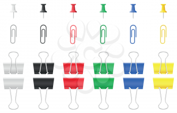 Royalty Free Clipart Image of Paperclips and Pushpins