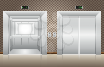 Royalty Free Clipart Image of a Two Elevators