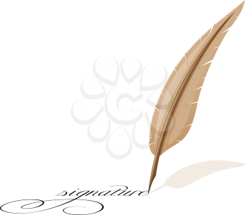 Royalty Free Clipart Image of a Quill and Signature