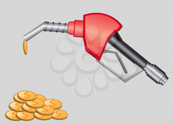 Royalty Free Clipart Image of a Gas Pump Dripping Money