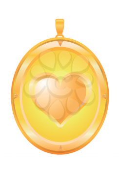Royalty Free Clipart Image of a Gold Heart Pendant