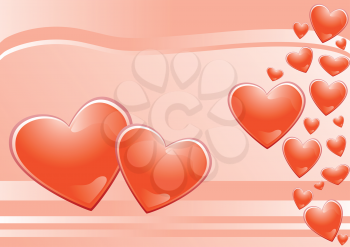pink background and hearts vector illustration