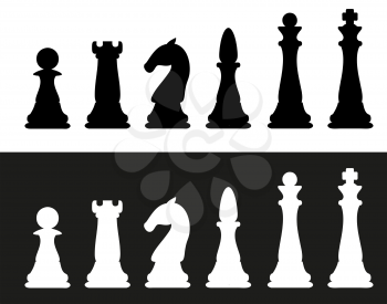 Royalty Free Clipart Image of Silhouette Chess Pieces