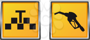 Royalty Free Clipart Image of a Taxi and Fuel Icon