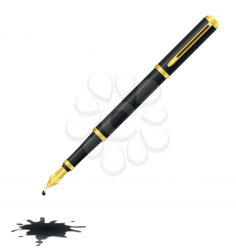 Royalty Free Clipart Image of an Ink Pen and Blot