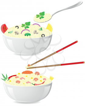 Royalty Free Clipart Image of Two Bowls of Rice