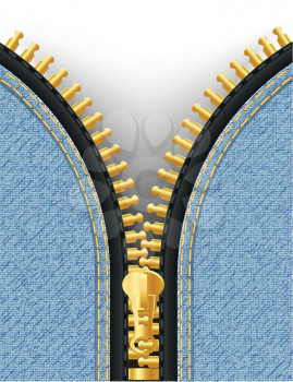 Royalty Free Clipart Image of Denim with a Zipper