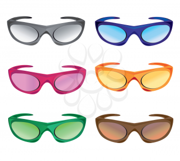 Royalty Free Clipart Image of a Set of Colourful Sunglasses