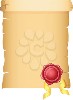 Royalty Free Clipart Image of a Scroll with a Wax Seal