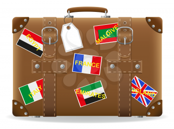 Royalty Free Clipart Image of a Suitcase with Flags