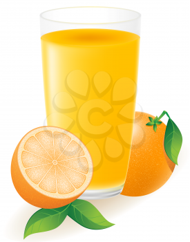 Royalty Free Clipart Image of Orange Juice and Oranges