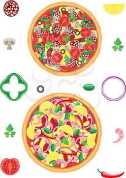 Royalty Free Clipart Image of a Two Pizzas