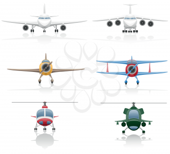 Royalty Free Clipart Image of a Set of Airplanes