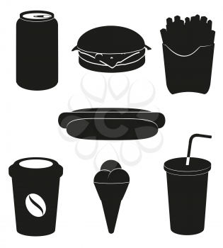 Royalty Free Clipart Image of Fast Food Silhouettes