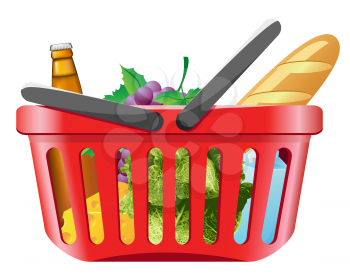 Royalty Free Clipart Image of a Full Shopping Basket