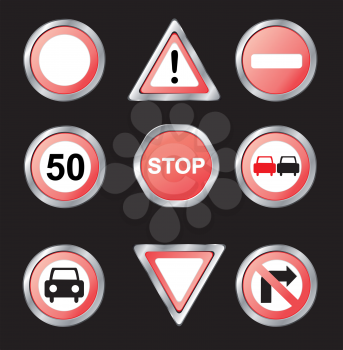 Royalty Free Clipart Image of a Set of Road Signs
