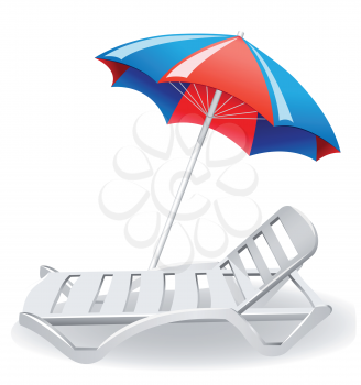 Royalty Free Clipart Image of a Lounge Chair and Umbrella