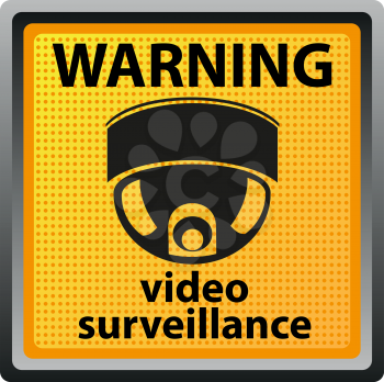 Royalty Free Clipart Image of a Camera Warning Sign